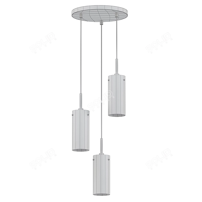 Sleek 3-Light Black Pendant 3D model image 2