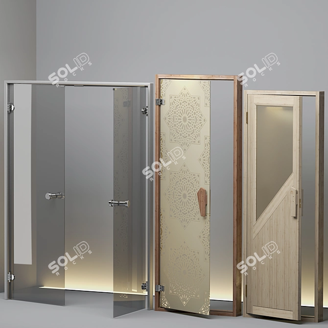 Sauna and Hamam Door Set 3D model image 7