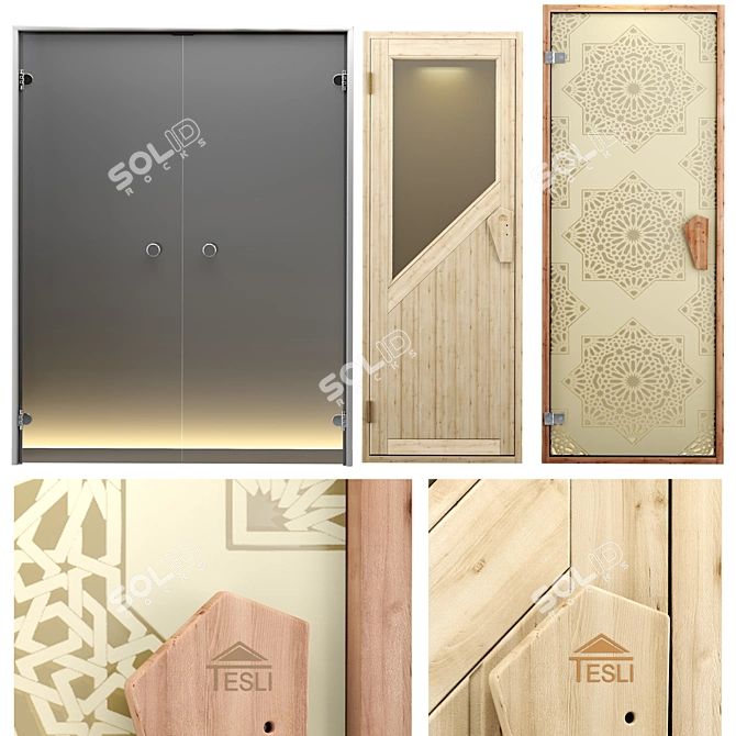 Sauna and Hamam Door Set 3D model image 8