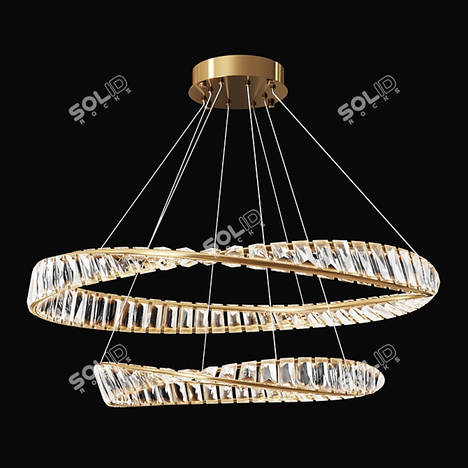 Sleek Crystal Chandelier in Glass & Metal 3D model image 1