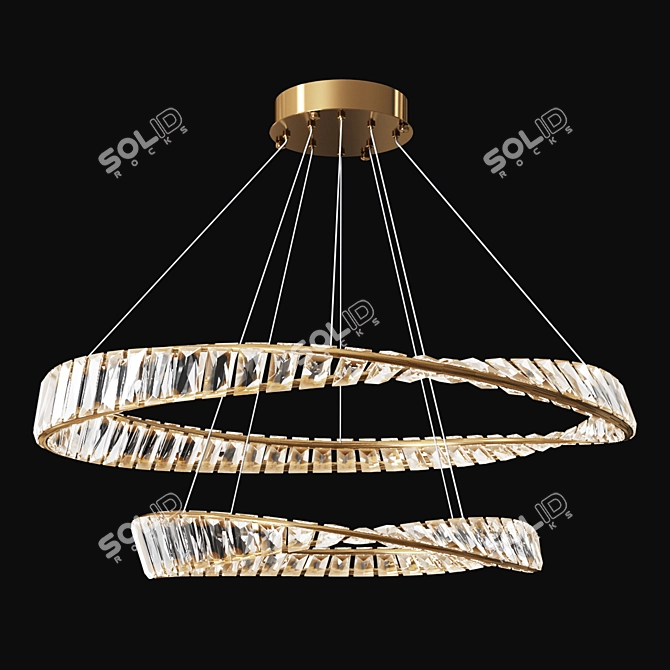 Sleek Crystal Chandelier in Glass & Metal 3D model image 2