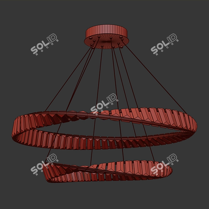 Sleek Crystal Chandelier in Glass & Metal 3D model image 3