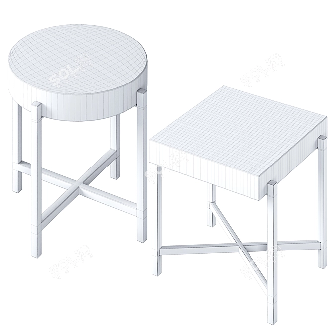 Reclaimed Wood End Tables Set 3D model image 6