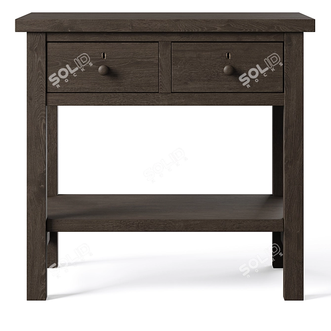 Rustic Farmhouse 2-Drawer Bedside Nightstand 3D model image 3