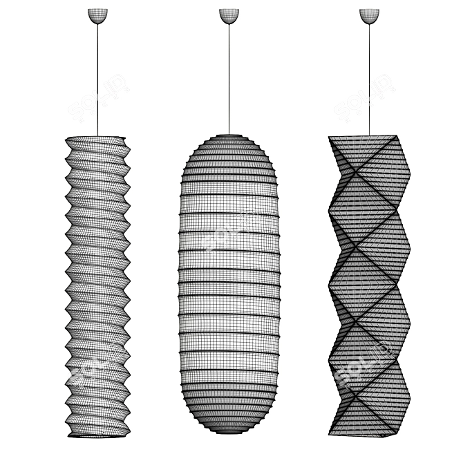 Akari Pendant Light Sculptures 3D model image 5