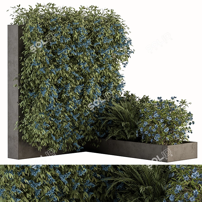 Blue Flower Concrete Plant Box 3D model image 1