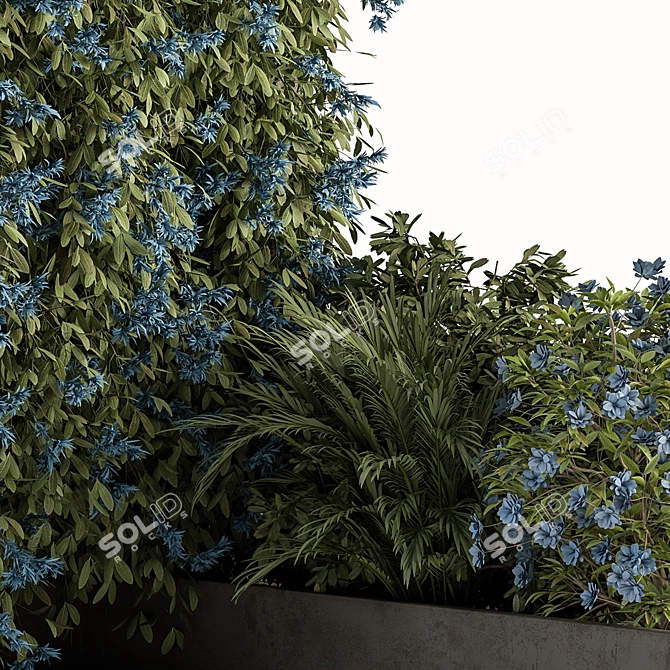 Blue Flower Concrete Plant Box 3D model image 2