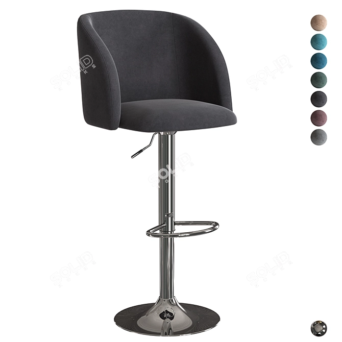 Swivel Bar Stool with Chrome Base 3D model image 1