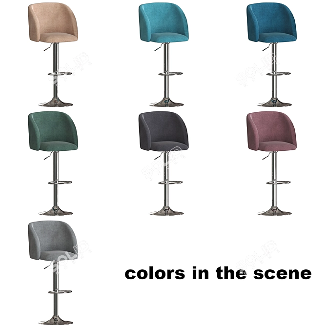 Swivel Bar Stool with Chrome Base 3D model image 2