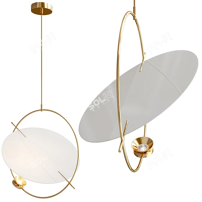 Golden White Acrylic Metal Pendant 3D model image 1