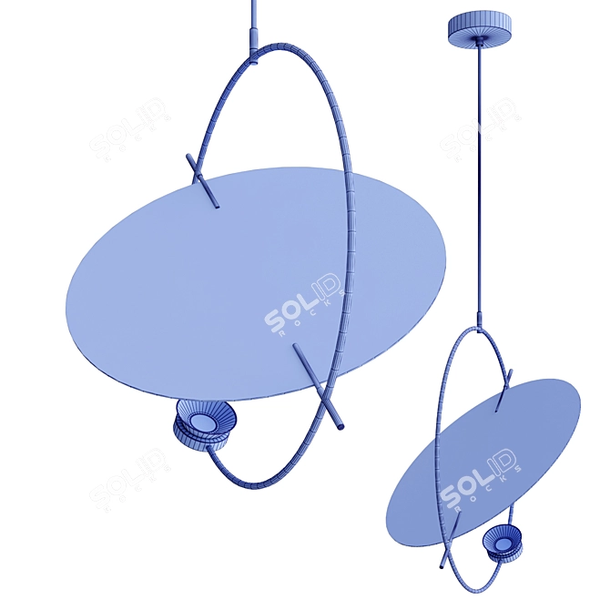 Golden White Acrylic Metal Pendant 3D model image 3