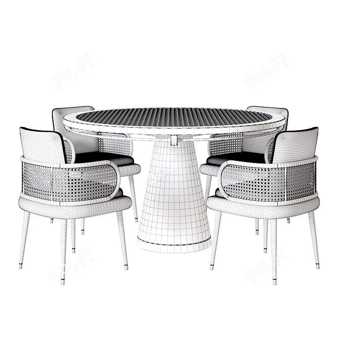 Modern Dining Table Chair Set 3D model image 3