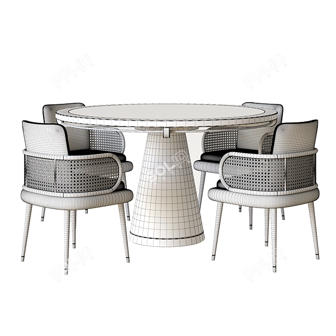 Modern Dining Table Chair Set 3D model image 8