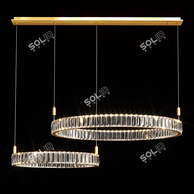 Modern Crystal Metal Ring Lamp 3D model image 2