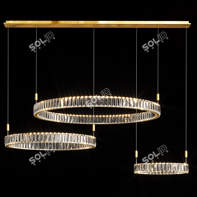 Modern Crystal Metal Ring Lamp 3D model image 3