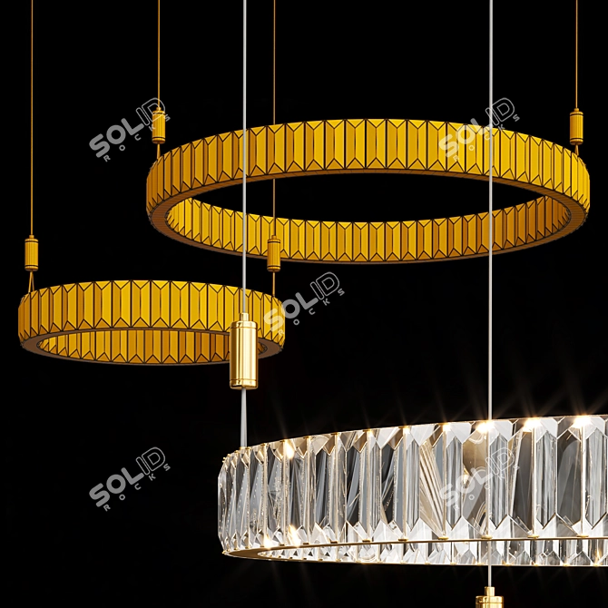 Modern Crystal Metal Ring Lamp 3D model image 4