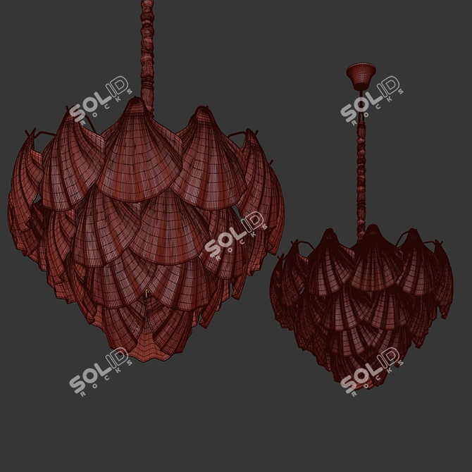 Glass Leaf Chandelier in Brassica 3D model image 2