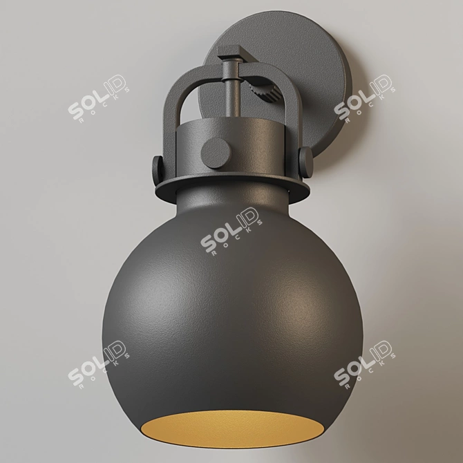 Bold Metal Wall Light 3D model image 4