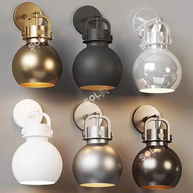 Bold Metal Wall Light 3D model image 5