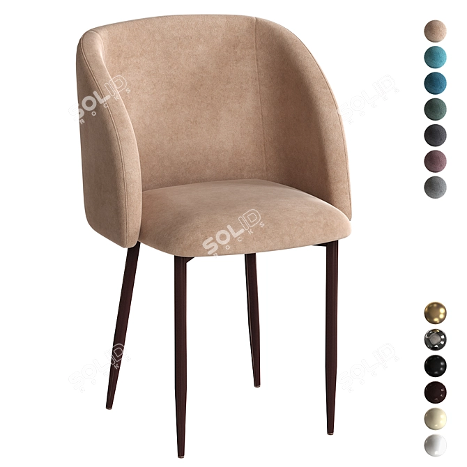 Grace Metal Light Chair 3D model image 1