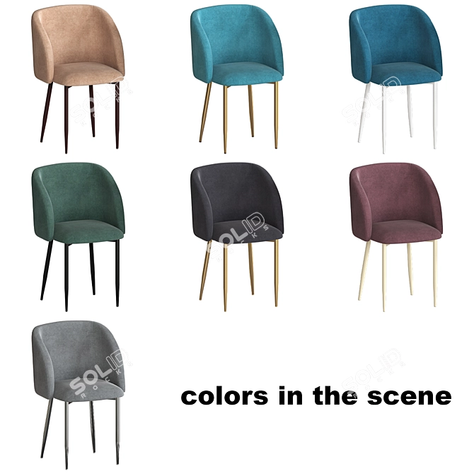 Grace Metal Light Chair 3D model image 2