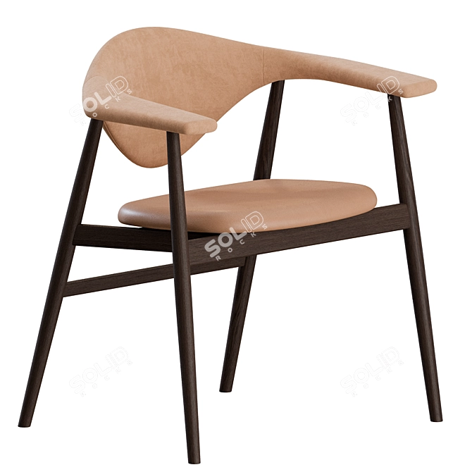 Modern Masculo Wood Dining Chairs 3D model image 1