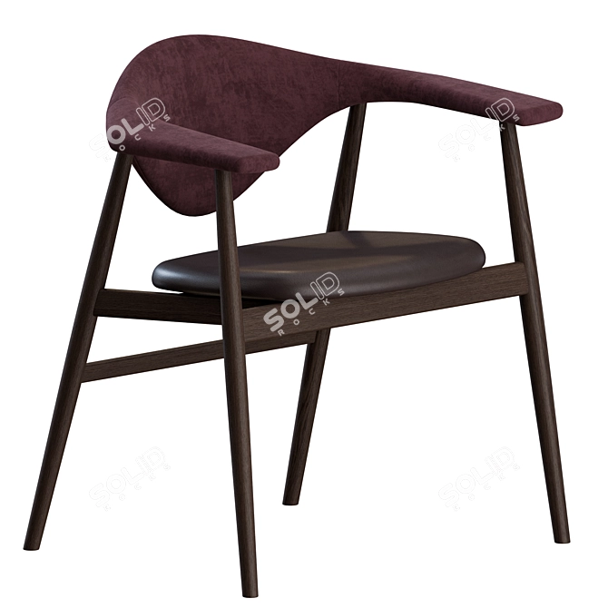 Modern Masculo Wood Dining Chairs 3D model image 2