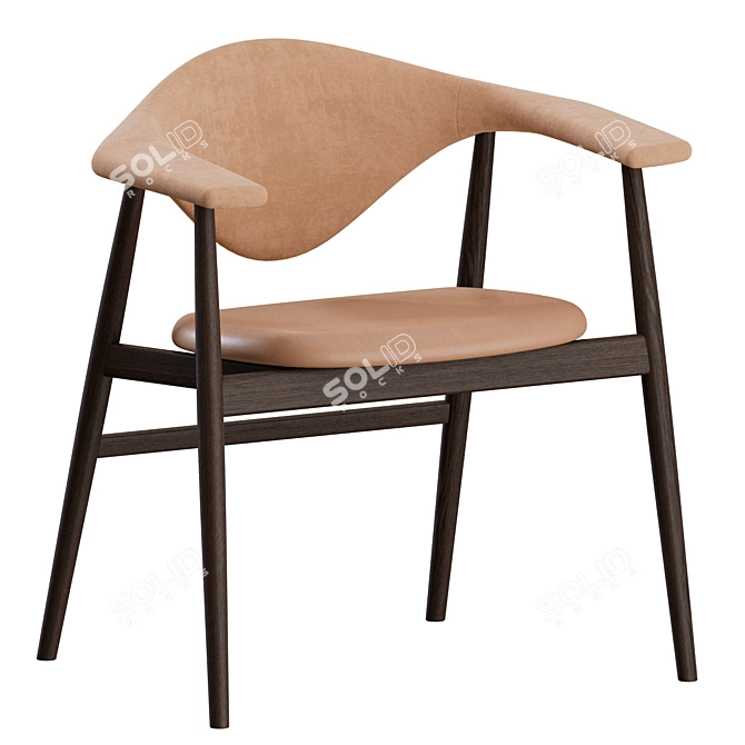 Modern Masculo Wood Dining Chairs 3D model image 5