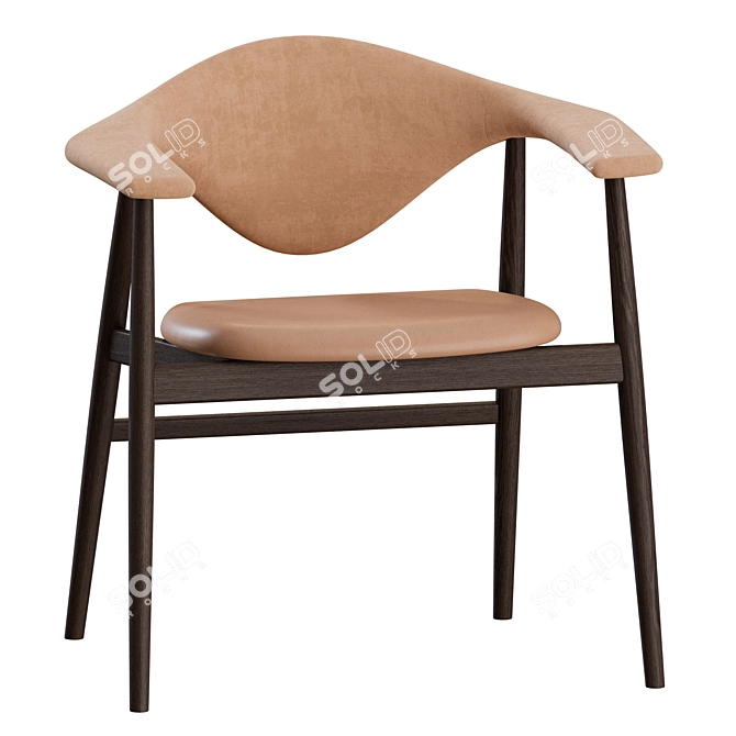Modern Masculo Wood Dining Chairs 3D model image 6