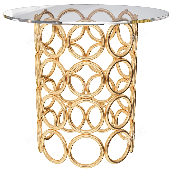 Gold Round Side Table 3D model image 1