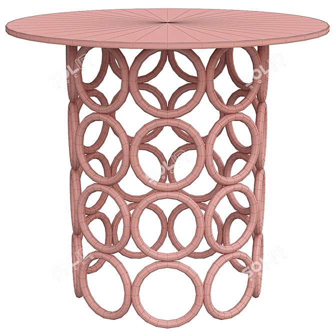 Gold Round Side Table 3D model image 2