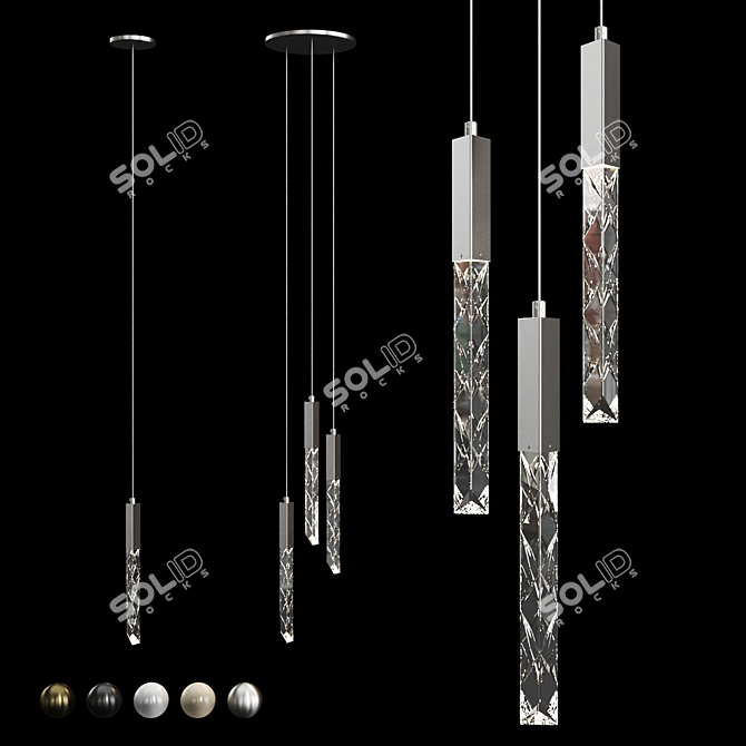 Elegant Crystal Rain Pendant Lights 3D model image 1