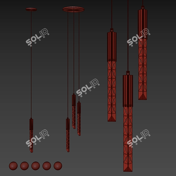 Elegant Crystal Rain Pendant Lights 3D model image 3