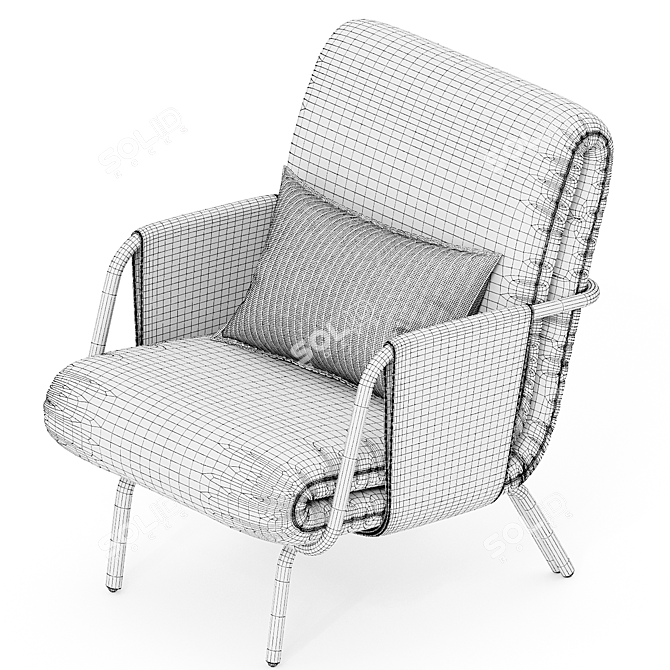 Contemporary Diplopia Armchair: 735x791x914mm 3D model image 4