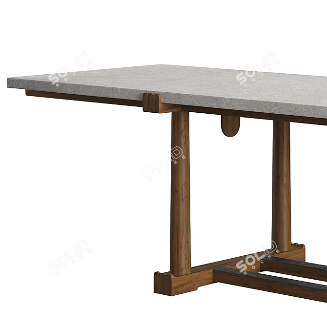 Agatha 03 Oak Stone Table 3D model image 5