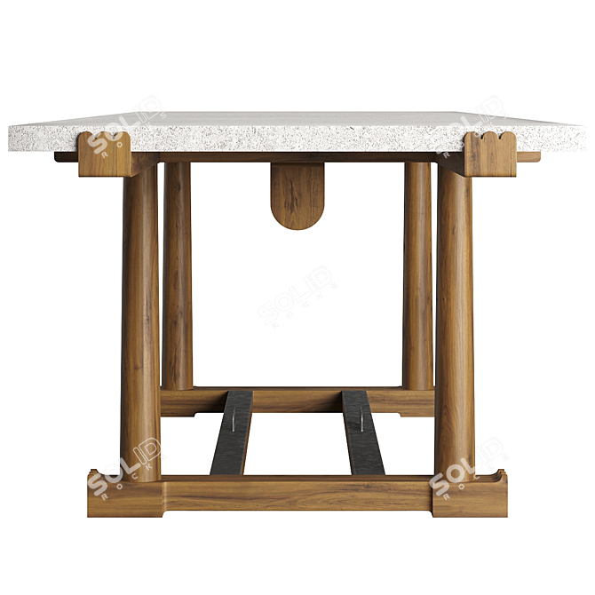 Agatha 03 Oak Stone Table 3D model image 7