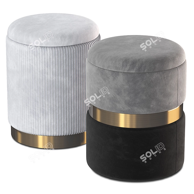 Urban Chic Ottoman Duo 3D model image 1