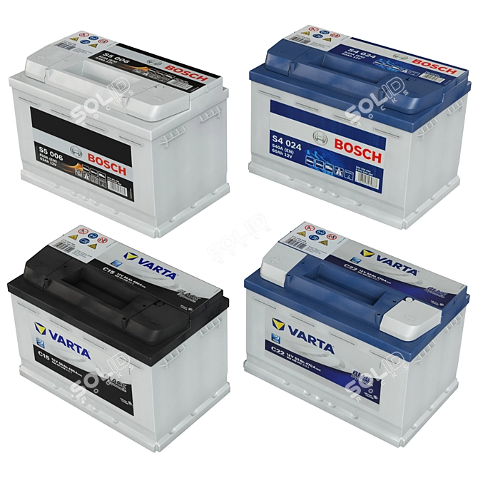 Automotive Battery Set for Vehicles 3D model image 1