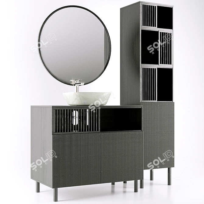 Elegant Bathroom Furniture Set 3D model image 2