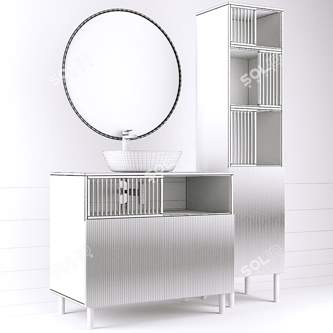 Elegant Bathroom Furniture Set 3D model image 5