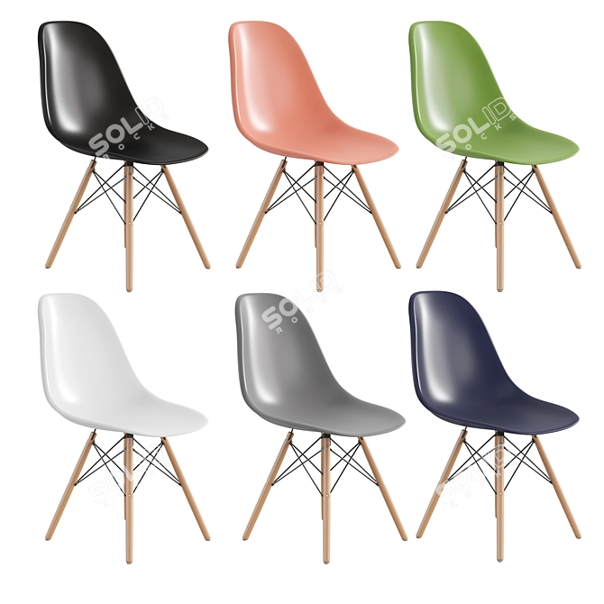 Modern Eames Style Office Chair 3D model image 3