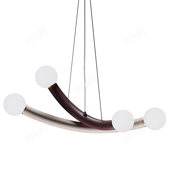 Burgundy & Ivory Pendant Light 3D model image 1