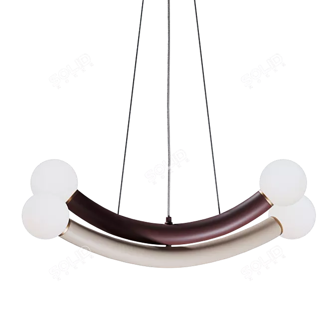 Burgundy & Ivory Pendant Light 3D model image 2