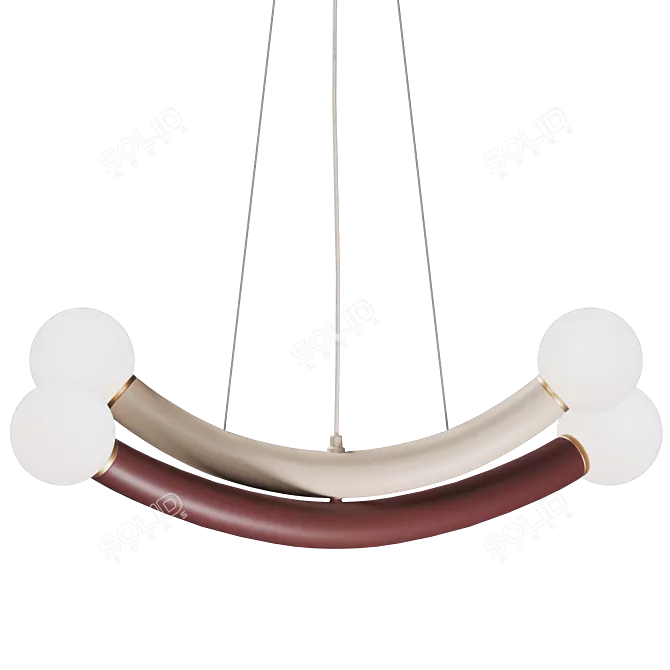 Burgundy & Ivory Pendant Light 3D model image 4