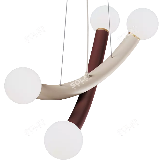 Burgundy & Ivory Pendant Light 3D model image 5