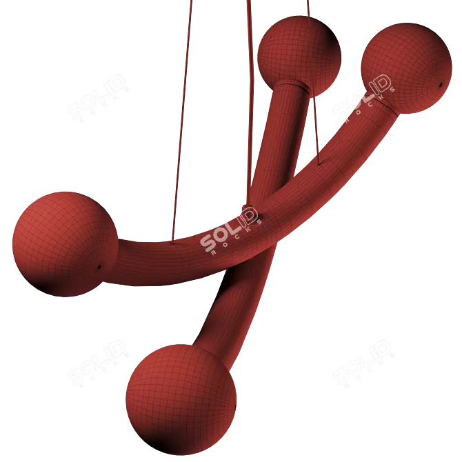 Burgundy & Ivory Pendant Light 3D model image 6