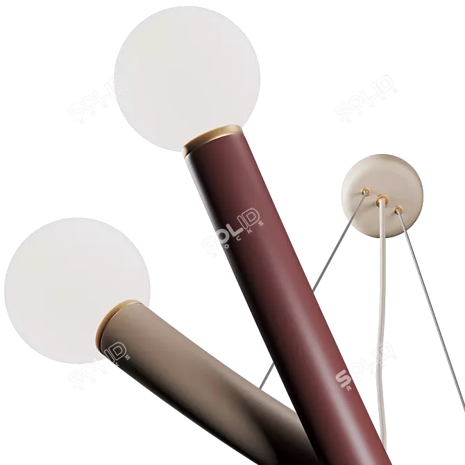 Burgundy & Ivory Pendant Light 3D model image 7