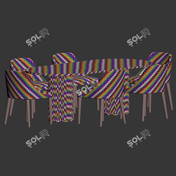 Elegant Marble Velvet Dining Set 3D model image 3