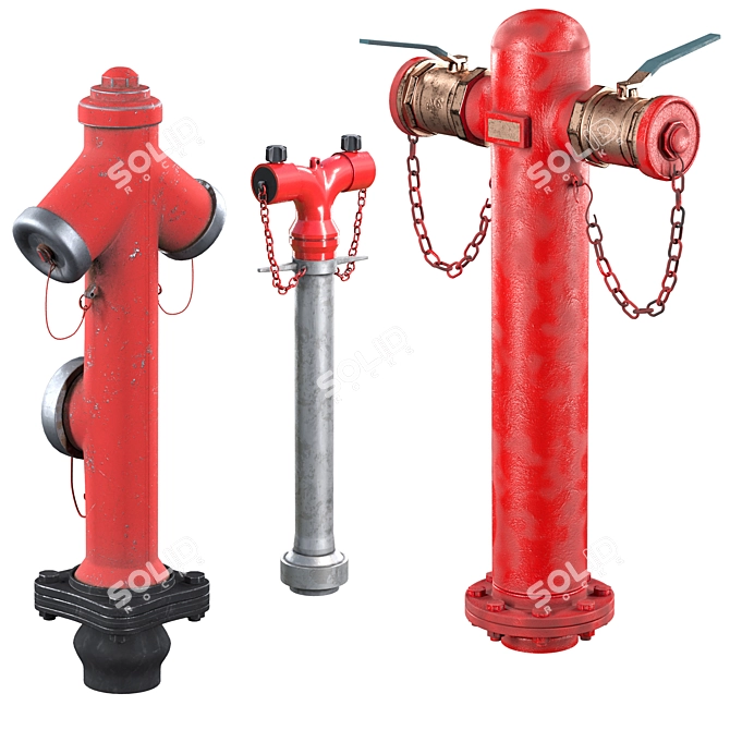 High Detail Urban Hydrant Set 3D model image 2