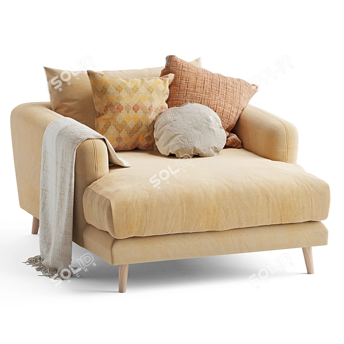 Posh Loaf Love Seat Chaise 3D model image 1